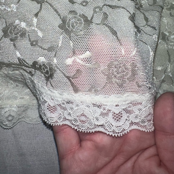 Y2K Inspired Cream Floral Lace Cami Sheer Tank Top Romantic Fairy - Picture 2 of 5